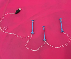 Blue Lamp Post led Street Light for Lego USB Connected 3 Posts