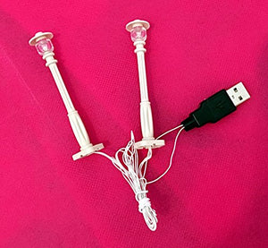 White Lamp Post led Street Light for Lego USB Connected 2 Posts