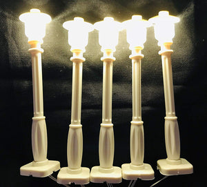 White Lamp Post led Street Light for Lego USB Connected 5 Posts