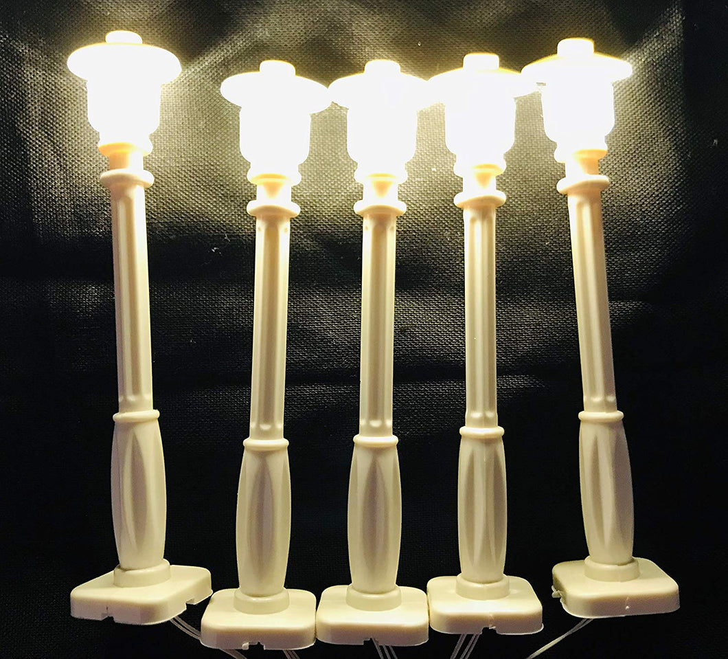 White Lamp Post led Street Light for Lego USB Connected 5 Posts