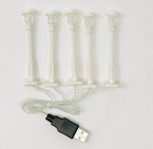 White Lamp Post led Street Light for Lego USB Connected 5 Posts