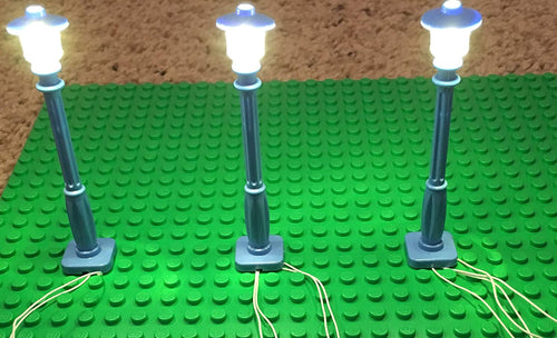 Blue Lamp Post led Street Light for Lego USB Connected 3 Posts
