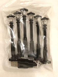 Black Lamp Post led Street Light for Lego USB Connected 6 Posts