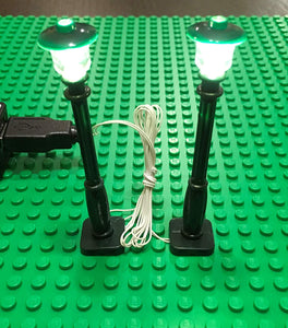 Green Lamp Post led street light for lego usb connected 2 posts