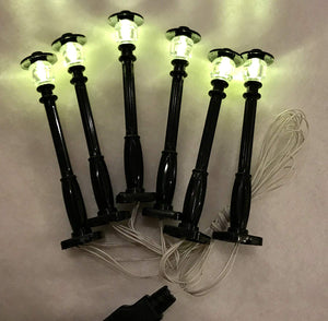 Black Lamp Post led Street Light for Lego USB Connected 6 Posts