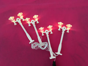 New 4 White Lamp Post led street light for lego usb connected 4 posts