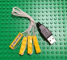 New 4 1x4 yellow led light brick for lego usb connected for lego custom