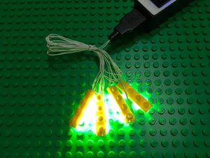 New 4 1x4 yellow led light brick for lego usb connected for lego custom