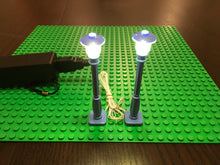 New 2 blue Lamp Post led street light for lego usb connected 2 posts
