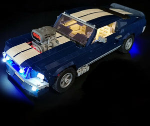LED Light Kit for Ford Mustang Model Lego 10265 USB Power